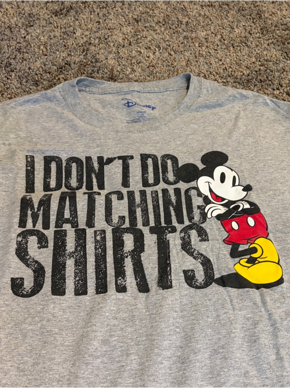 Disney Men's Light Gray Mickey Graphic Tee with Red & Yellow Accents